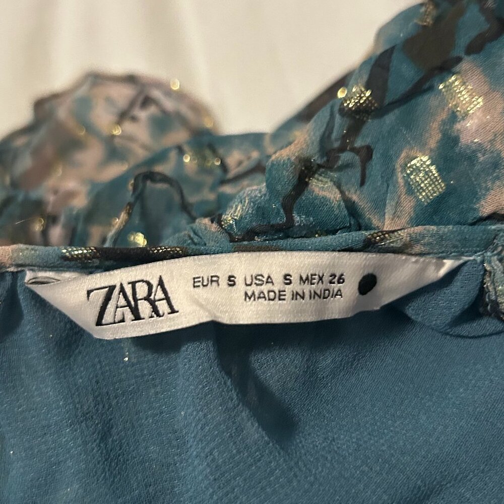 Zara Blue Ruffle Dress - Picture 3 of 4